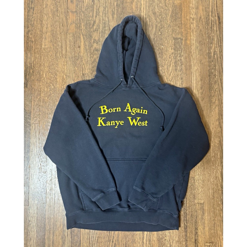 Chinatown Market Men's Navy Pullover Hoodie Born Again Kanye West Graphic L